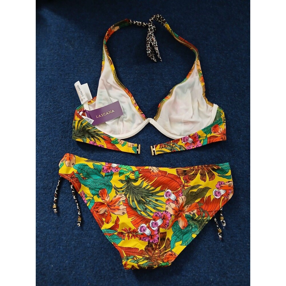 Lascana Yellow Tropical Bikini Set 36C /8 NWT - Picture 2 of 6